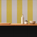 yellow striped peel and stick wallpaper room